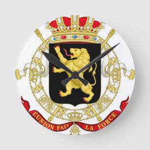 Horloge Ronde Emblème belge - Armoiries de Belgique