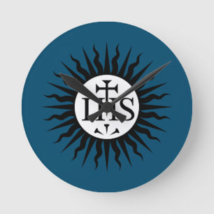 Horloge Ronde Emblème de la Compagnie de Jésus Monogramme