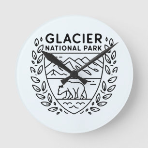 Horloge Ronde Emblème de l'ours du parc national des Glaciers