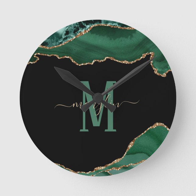 HORLOGE RONDE EMERALD AND GOLD AGATE MONOGRAM (Recto)