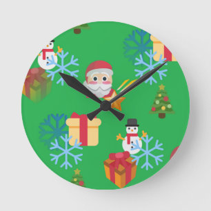 Horloge Ronde emoji de Noël vert