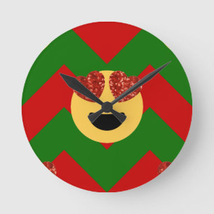 Horloge Ronde émoticône de coeur de noël