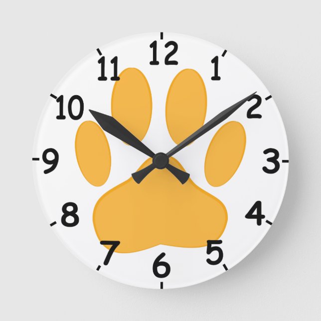 Horloge Ronde Empreinte de chien orange (Recto)