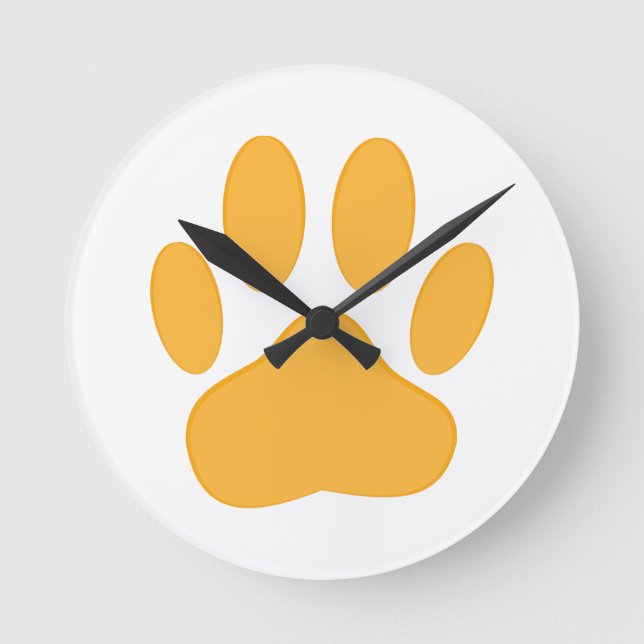 Horloge Ronde Empreinte de chien orange (Recto)