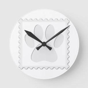 Horloge Ronde Empreinte de patte de chien coupé