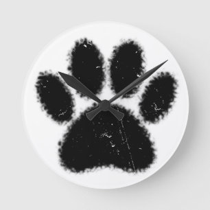 Horloge Ronde Empreinte de patte De Chien Rough Et Distressed