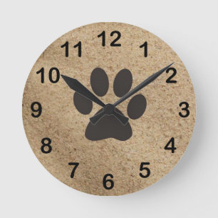 Horloge Ronde Empreinte de patte sur l'horloge d'art de sable