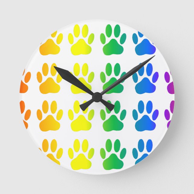 Horloge Ronde Empreinte Rainbow Chien (Recto)