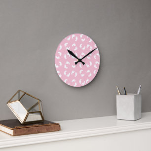 Horloge Ronde Empreintes Bébé, Pied Bébé, Marches, Fille Rose