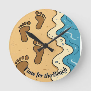 Horloge Ronde Empreintes dans le sable