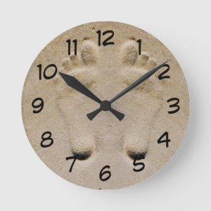 Horloge Ronde Empreintes dans l'horloge de nouveauté du sable