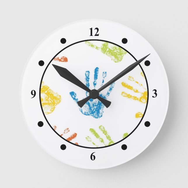 Horloge Ronde Empreintes de mains d'enfants (Recto)