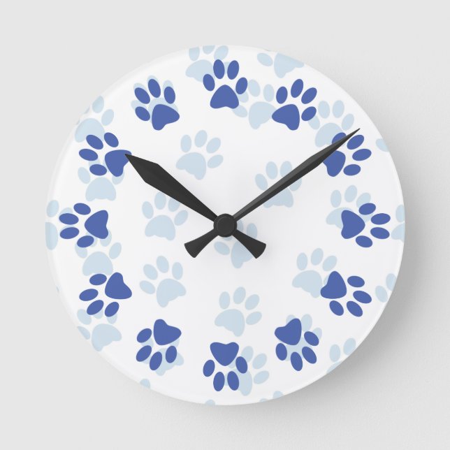 Horloge Ronde Empreintes de pattes Bleus mignons pour les amoure (Recto)