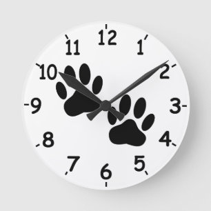 Horloge Ronde Empreintes de pattes de chiens