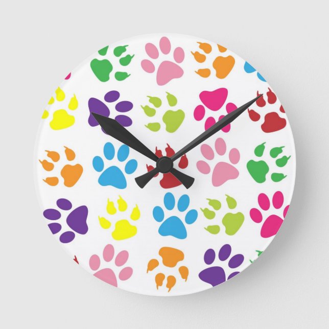 HORLOGE RONDE EMPREINTES DE PATTES DE RAINBOW (Recto)