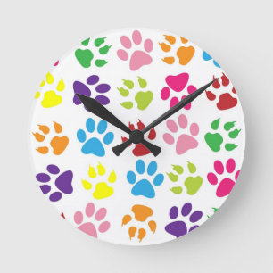 HORLOGE RONDE EMPREINTES DE PATTES DE RAINBOW