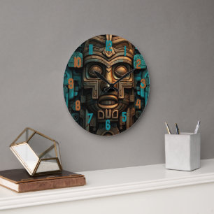 Horloge ronde en bois noir