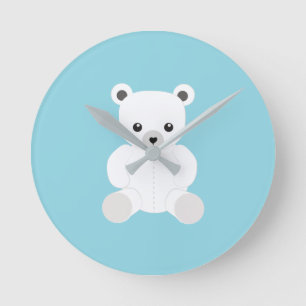 Horloge ronde en forme d'ours polaire blanc en pel