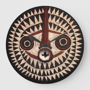 Horloge ronde en Masque africain - Décor tribal