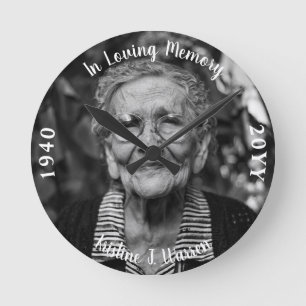 Horloge Ronde En mémoire d'amour Photo de naissance Décès 