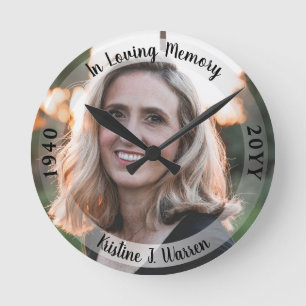 Horloge Ronde En mémoire d'amour Photo de naissance Décès