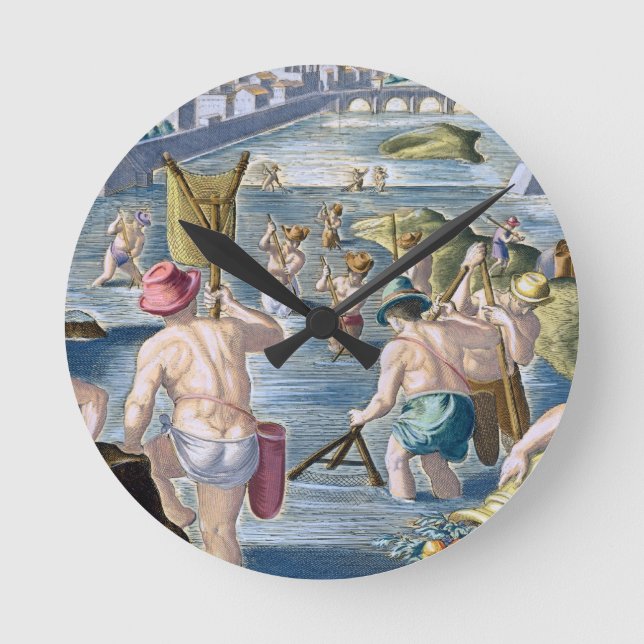 Horloge Ronde En pêchant en eaux peu profondes utilisant des (Recto)