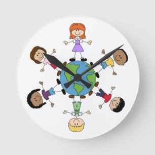 Horloge Ronde Enfants dans le monde