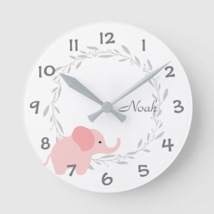 Horloge Ronde Enfants d'éléphant de safari de jungle/horloge