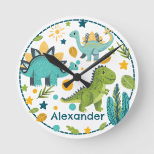 Horloge Ronde Enfants Jurassic T Rex Nom Dinosaur