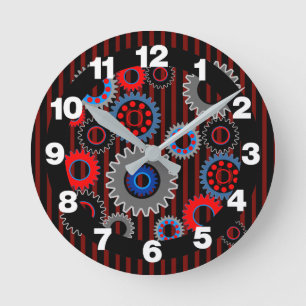 Horloge Ronde Engrenages colorés