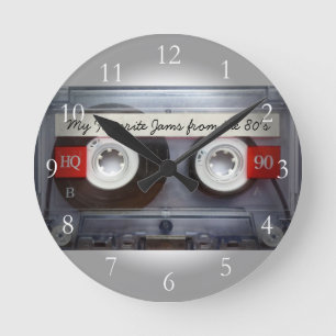 Horloge Ronde Enregistreur à cassettes drôle des années 80,