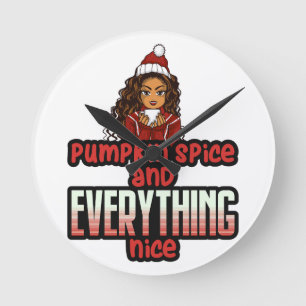 Horloge Ronde Épice citrouille & Tout Nice Black Girl Magic S