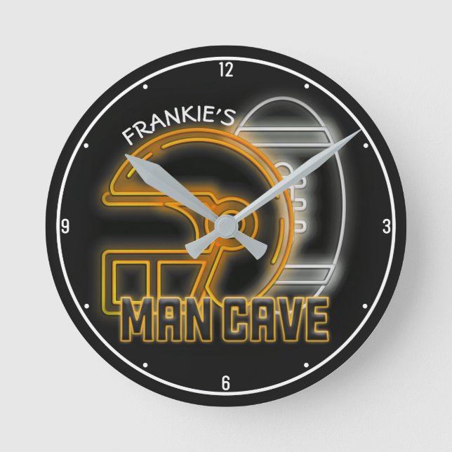 Horloge Ronde Équipe de football américain de Man Cave (Recto)