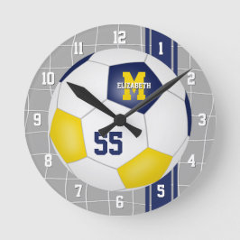 Horloge Ronde équipe d'or bleu couleurs variété rayures soccer