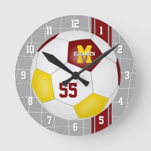 Horloge Ronde équipe d'or marron couleurs variété rayures soccer