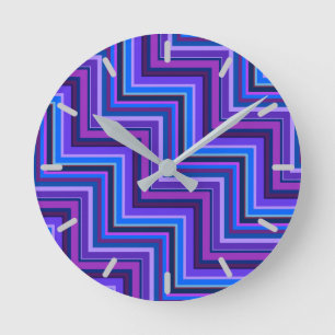 Horloge Ronde Escaliers à rayures bleues et violettes