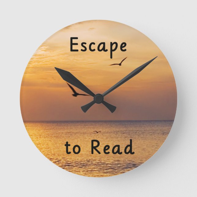 Horloge Ronde Escape to Read Wall Clock | Book Lover Quote (Recto)