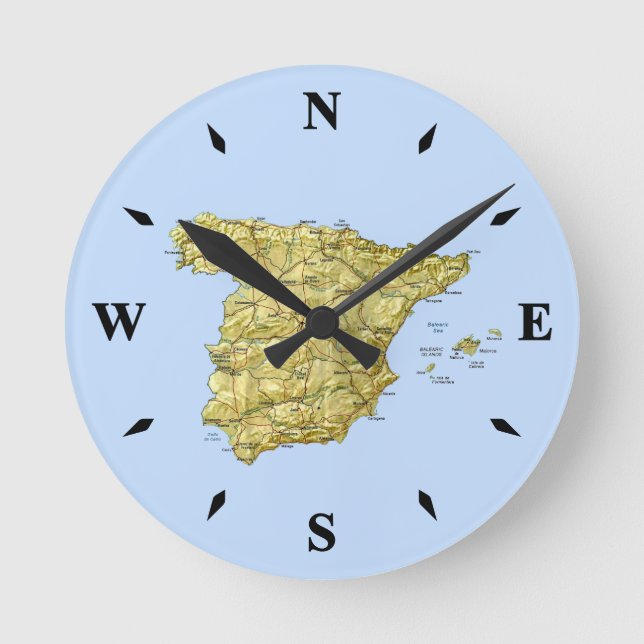 Horloge Ronde Espagne Carte Clock (Recto)