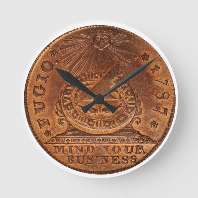 Horloge Ronde Esprit de cent de Fugio votre penny d'en cuivre (Recto)