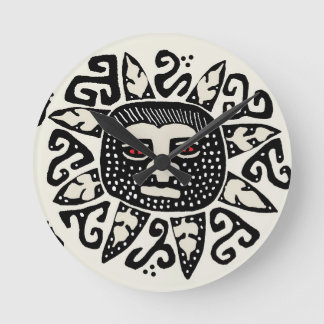Horloge Ronde Esprit Soleil Indien Tribal