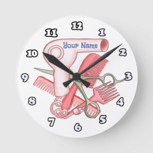 Horloge Ronde Esthéticienne rose