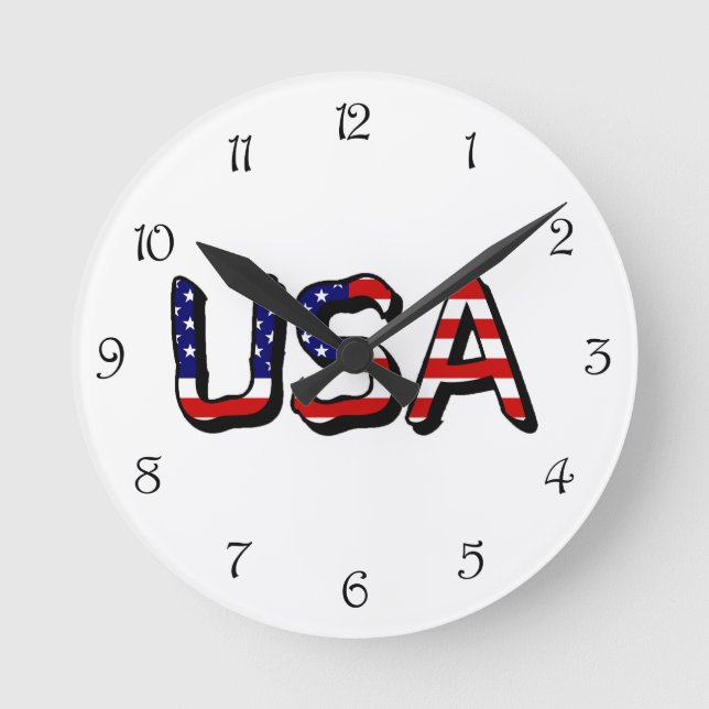Horloge Ronde États-Unis superposés sur le drapeau américain Bla (Recto)