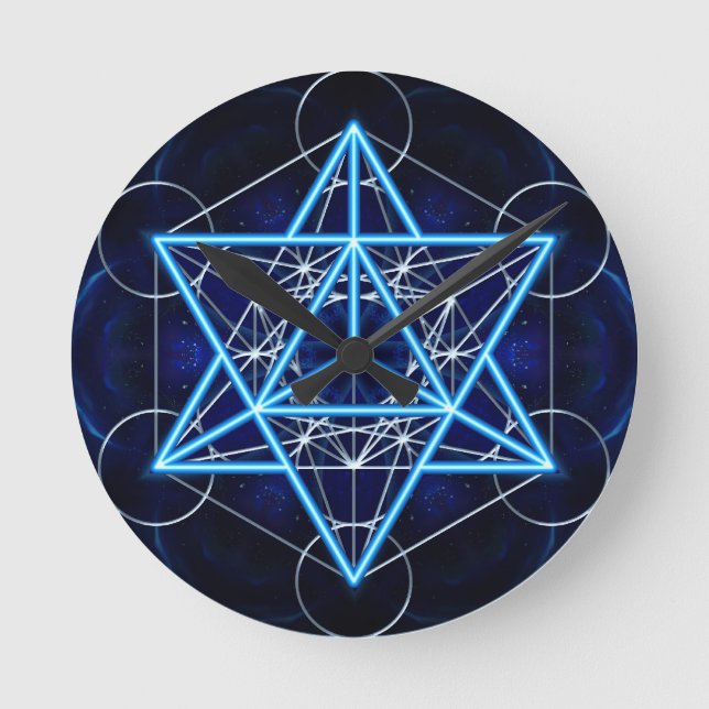 Horloge Ronde Étoile Tétraèdre de Metatron (Recto)