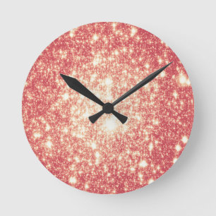 Horloge Ronde Étoiles de Champagne aux Pêches