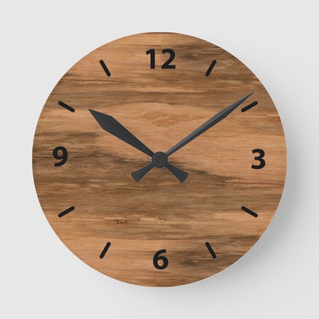 Horloge Ronde Eucalyptus naturel Grain (Recto)