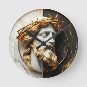 Horloge Ronde Évangile divin Jésus regardant dans les cieux