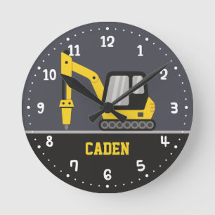 Horloge Ronde Excavateur De Construction Avec Pièce De Brise Sa