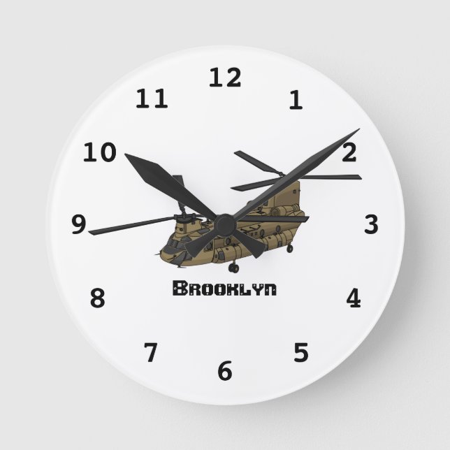 Horloge Ronde Exemple d'hélicoptère militaire Chinook (Recto)
