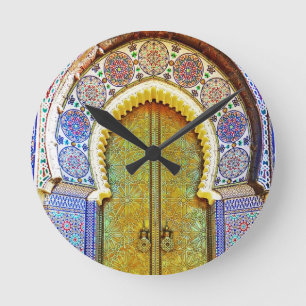Horloge Ronde Exquisitely Detailed Moroccan Pattern Door