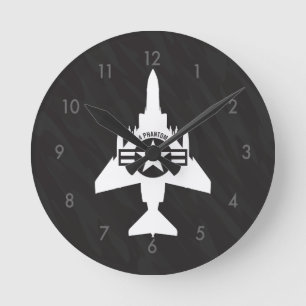 Horloge Ronde F-4 Phantom II Military Fighter Jet Airplane